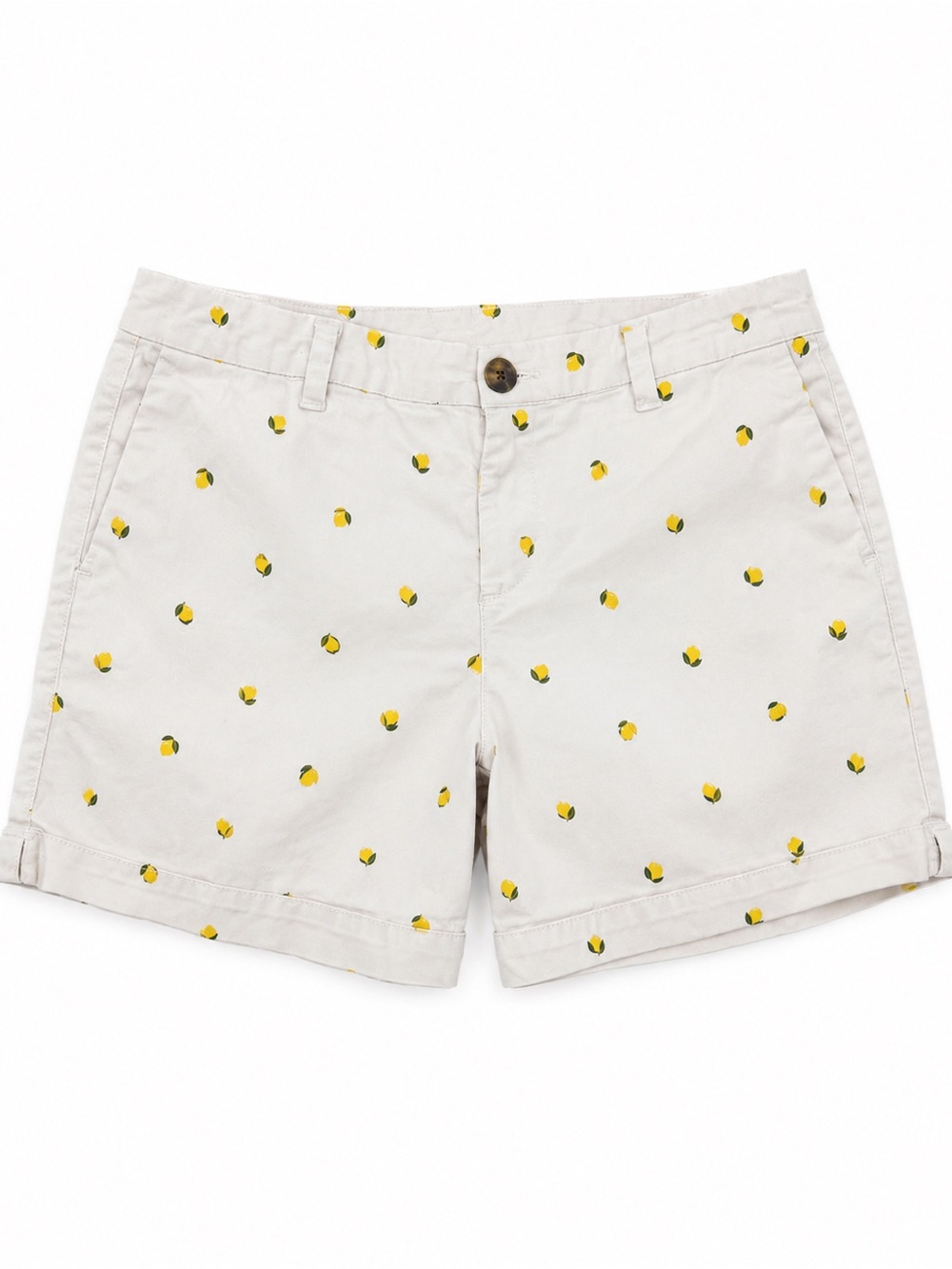 Style & Co. Beige Cotton Shorts with Yellow Lemon Print